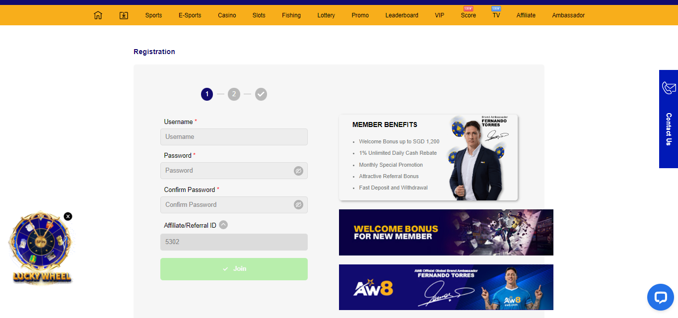 AW8 Asia Casino Registration