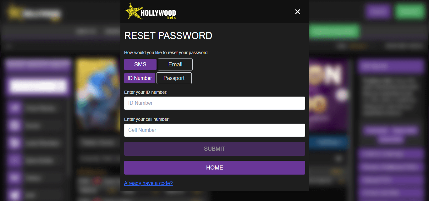 Image of How to Reset Forgotten Password on Hollywoodbets