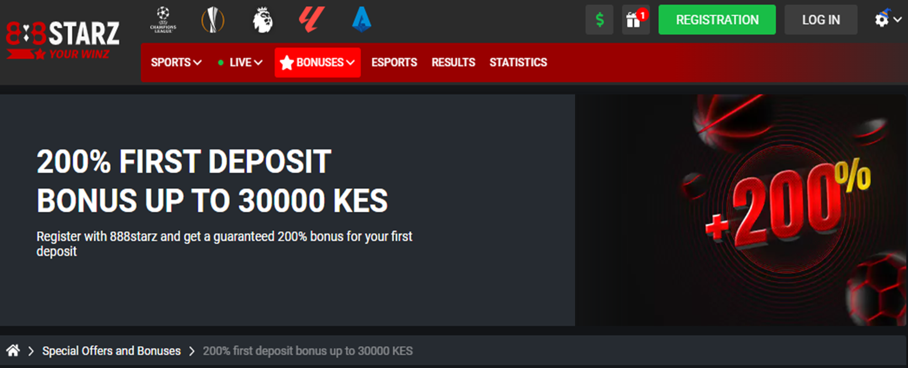 888starz Kenya First Deposit Bonus