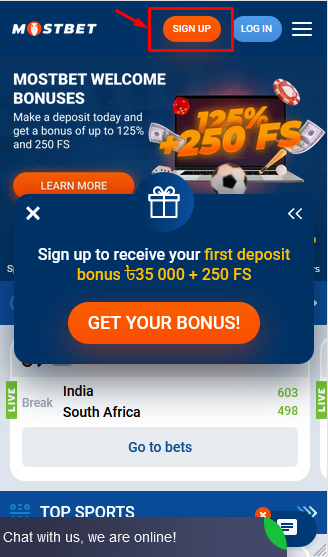 Mostbet Sign Up Image