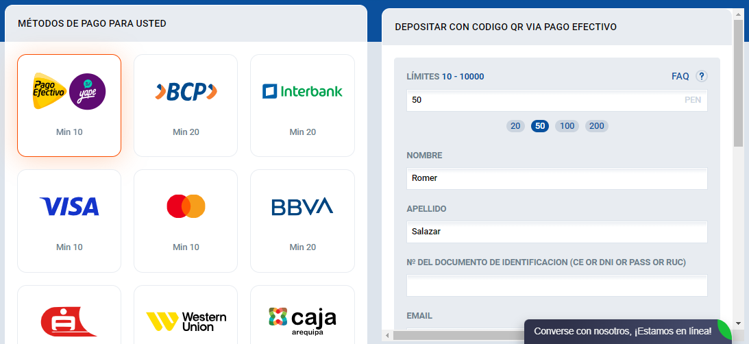 Formas de pago en Mostbet